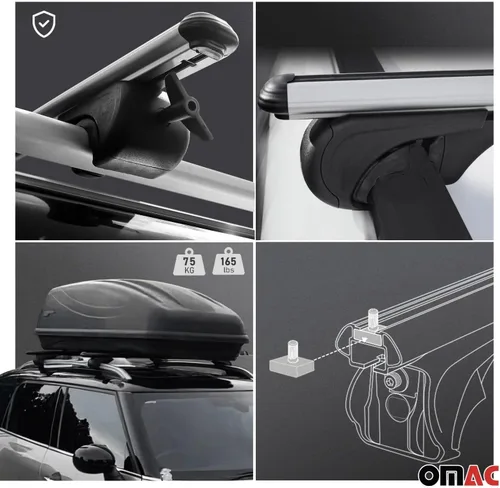 Vista 4 de OMAC Portaequipajes con cerradura para Mercedes GLS Clase X166 2017-2019 Alu Gris