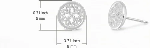 Vista 6 de Boma Jewelry Pendientes de Botón de Plata de Ley con Flor de Loto