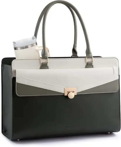 Vista 9 de LOVEVOOK Bolso de lona para laptop para mujer - Bolso de trabajo vintage de cuero PU, bolso de negocios para maestra resistente al agua