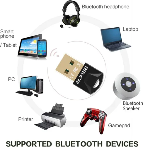 Vista 4 de Adaptador USB Bluetooth 5.0 dong, transmisor inalámbrico Bluetooth receptor para PC, portátil, computadora de escritorio, música estéreo, música