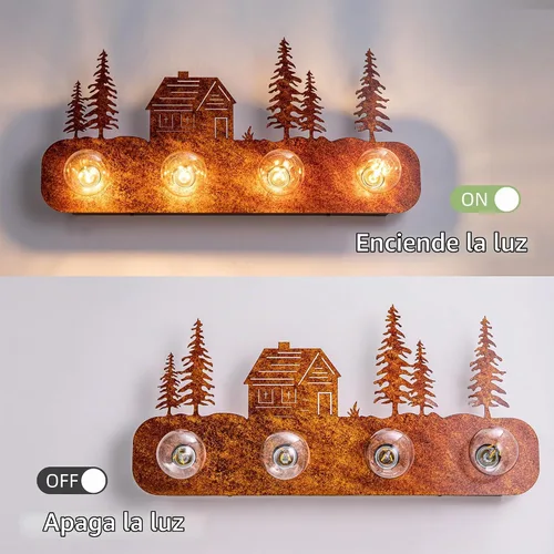 Vista 8 de TOCHIC Lámparas rústicas de baño, 4 luces de casa de campo sobre espejo regulable, apliques vintage occidentales para armarios de espejo, tocador