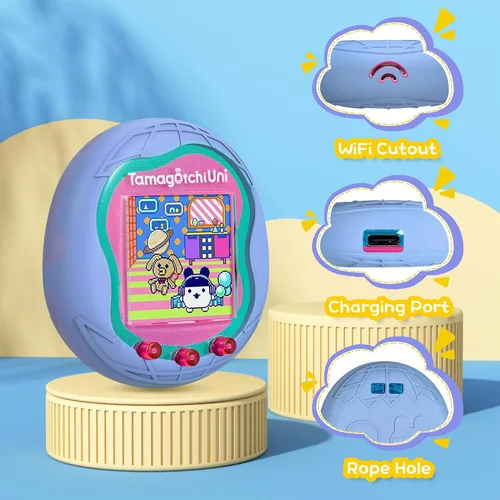 Vista 3 de Funda de silicona compatible con Tamagotchi Uni Virtual Pet Machine, funda protectora para Tamagotchi Uni con cordón para el dedo