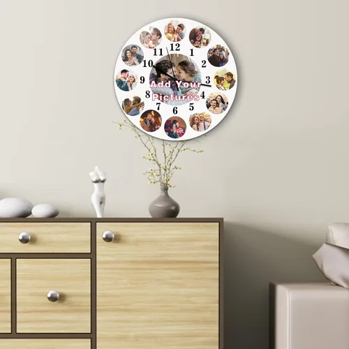 Vista 5 de Qingxily Reloj personalizado con imagen, relojes personalizados para paredes, reloj con foto personalizado, regalo para el día de San Valentín, día