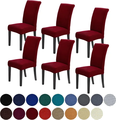 Vista 42 de Juego de 2 fundas para sillas de comedor, fundas elásticas para sillas de comedor, fundas para sillas de cocina de jacquard texturizadas, decoración