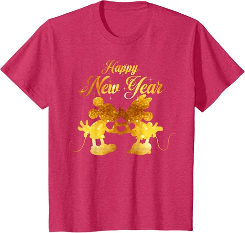 Vista 24 de Disney Camiseta de Año Nuevo Mickey & Minnie Happy New Year Silhouette, Negro