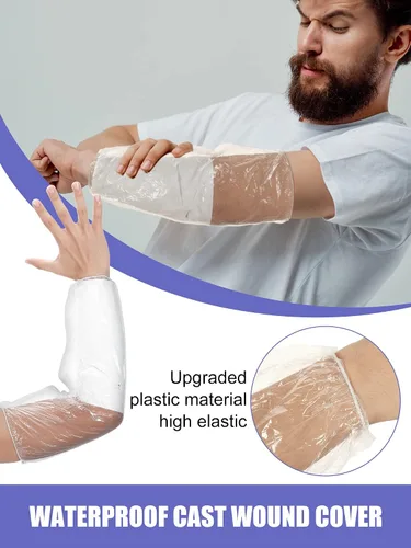Vista 6 de Sosation 50 fundas impermeables para brazo para ducha, baño, protector de manga de brazo, fundas protectoras de vendaje largo para adultos, fundas