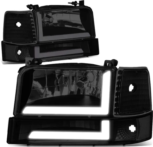 Vista 11 de DNA MOTORING Par de faros delanteros de barra de luz LED dual compatibles con 92-96 F150 F250 F350 Bronco, negro/ámbar, HL-LB-F15092-6P-BK-AM