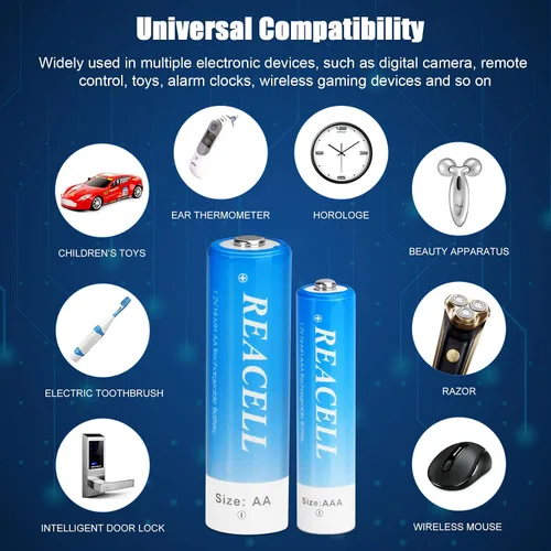 Vista 4 de 16 baterías recargables AA de 2800 mAh, batería AA NiMh de alta capacidad, baterías AA de 1.2 V con caja de batería