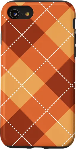 Vista 17 de Funda para iPhone 13 Pro, naranja, amarillo y marrón, a cuadros, otoño, calabazas