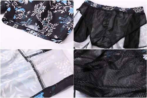 Vista 5 de Bellivera Pantalones cortos de playa para hombre, estampado con forro de malla, 2 bolsillos para verano