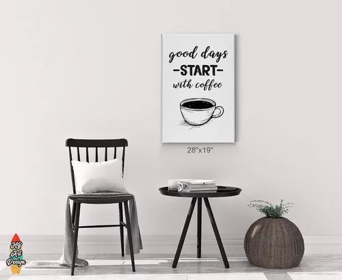 Vista 3 de Coffee Decor V42 - Lienzo decorativo para pared, diseño de cafeína