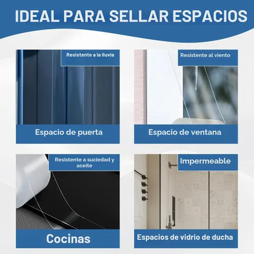 Vista 4 de Cinta de sellado para ventanas 2 pulgadas x 10 metros Aislamiento de corrientes de aire Sin residuos Adhesivo removible Impermeable Para ventanas