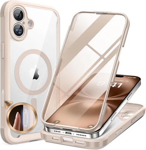 Vista 258 de Miracase - Funda magnética para iPhone 13 Pro Max de 6.7 pulgadas (compatible con MagSafe), transparente, completo, protector de pantalla de vidrio