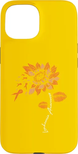 Vista 6 de iPhone 16 Leukemia Blood Cancer Awareness Orange Ribbon Sunflower Case