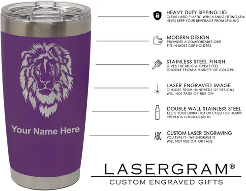 Vista 130 de LaserGram Vaso aislado al vacío de 20 onzas, notas musicales, grabado personalizado incluido (negro)