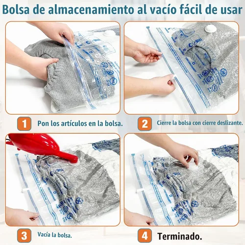 Vista 3 de Bolsas de almacenamiento al vacío, 10 bolsas pequeñas de ahorro de espacio con sello al vacío, bolsas de espacio, bolsas de sellador al vacío
