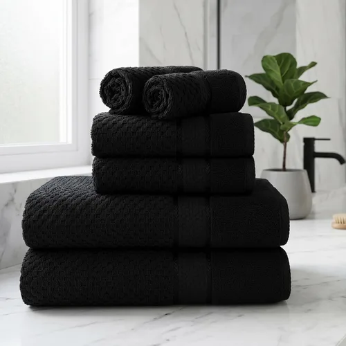 Vista 2 de Ample Decor Juego de toallas de baño 100% algodón, 6 piezas, suaves y absorbentes, de secado rápido, juego de toallas de baño