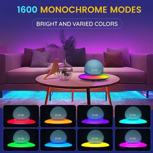 Vista 4 de Base de altavoz de luz LED Dream Color, soporte de escritorio, altavoz bajo en forma de ovni, Echo Dot compatible (5ª generación), Echo Spot