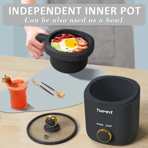 Vista 7 de Topwit Olla eléctrica caliente y olla de arroz pequeña de 1.2L