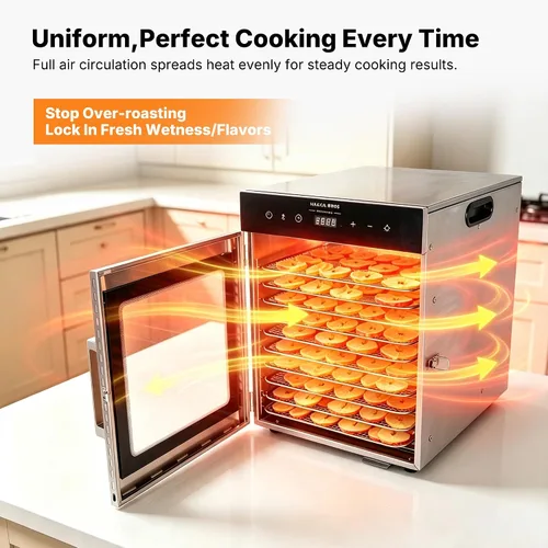 Vista 2 de Máquina deshidratadora de alimentos Hakka 10-Bandejas, 800W para Jerky