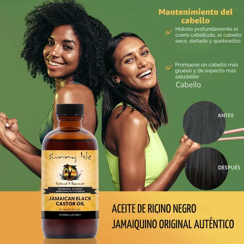 Vista 4 de Sunny Isle Aceite de ricino negro de Jamaica 4 oz 100% Natural para el cabello, el cuero cabelludo y el cuidado de la piel