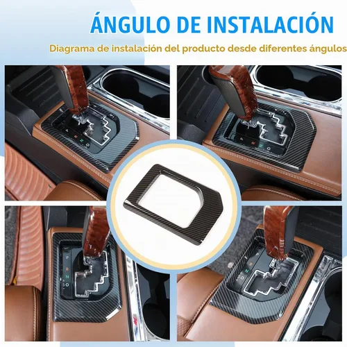 Vista 7 de Compatible con Toyota Tundra 2014-2021 ABS Consola Central Cambio Panel Marco Embellecedor Accesorios de Auto (Estilo Fibra de Carbono)