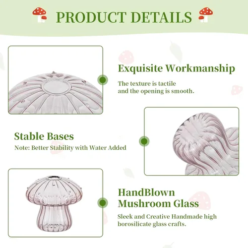 Vista 6 de Glasseam Estaciones de propagación de hongos para plantas: bonitas macetas de vidrio sopladas a mano de colores para plantas de interior, 5 frascos
