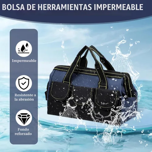 Vista 3 de Paquete de 3 bolsas de herramientas de boca ancha, organizador de herramientas eléctricas impermeables de 13 pulgadas, bolsa de taladro resistente