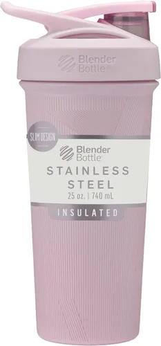 Vista 8 de BlenderBottle Strada Shaker Cup - Botella de agua aislada de acero inoxidable con batidor de alambre, 24 onzas, color negro