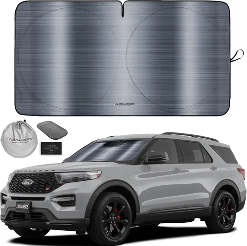 Vista 73 de Parasol de Parabrisas de Una Pieza - Parasol Cromado Líquido Plegable para Ventana Delantera de Auto para Carros SUV Camión - Protector Visor