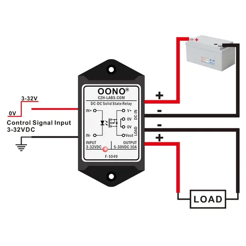 Vista 2 de Módulo de relé de estado sólido aislado DC-DC con cable, OONO, 10Amp, SSR de 3-32VDC de entrada y 5-30VDC de salida, para Raspberry-Pi, Arduino