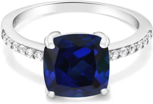 Vista 30 de Gem Stone King Anillo de compromiso de plata de ley 925 con piedra preciosa de corte cojín de 0.315 in Anillo de compromiso de aniversario de boda