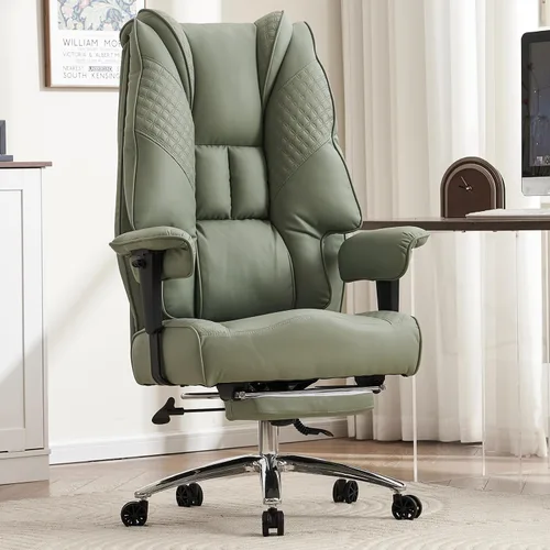 Vista 13 de EXCEBET Silla de oficina grande y alta con reposapiés, silla de oficina ejecutiva de piel sintética con respaldo alto de 400 libras, sillas