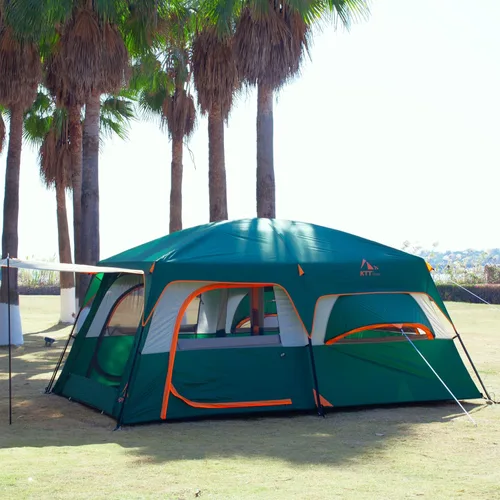Vista 3 de KTT Extra Large Tent 6-10-12-14 Person(Style-B),Family Cabin Tents,2 Rooms,3 Doors and 3 Windows with Mesh,Straight Wall,Waterproof,Double Layer,Big