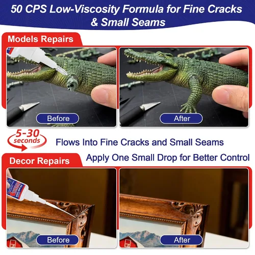 Vista 3 de Super Glue Kit, pegamento líquido CA de 1.06 fl oz con tapa antiobstrucción