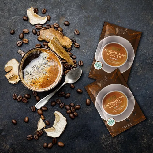 Vista 7 de ShroomDNA - Café orgánico de hongos con melena de león y hongos chaga, café instantáneo orgánico. Enfoque instantáneo + claridad todo el día.