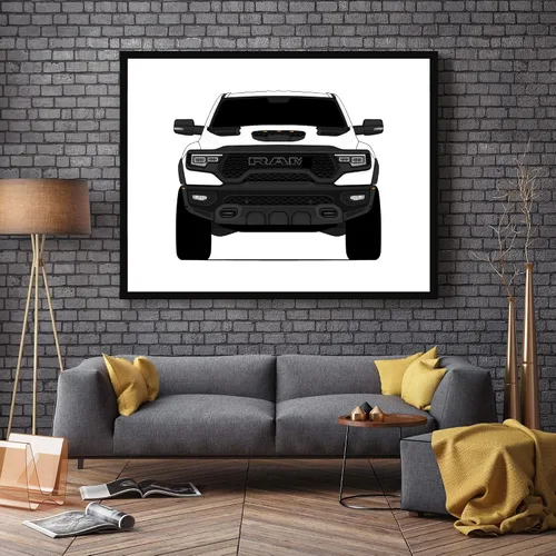 Vista 5 de Color personalizable: póster Custom Car Posters hecho a mano compatible con Ram 1500 TRX (2021-presente) 5ª generación, decoración artística