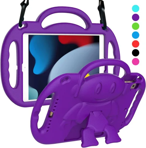Vista 11 de SUPLIK Funda para niños para iPad de 9ª/8ª/7ª generación (10.2 pulgadas, 2021/2020/2019), Funda resistente a niños para iPad de 10.2" con asa