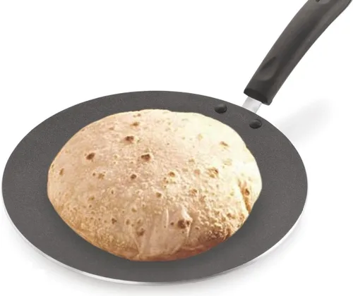 Vista 5 de G&D TAWA TAWA antiadherente TAWA/PARATHA TAWA TAWA Aluminio 2,6 MM con espátula de madera y fregador gratis (11.220 in) Regalos para el Día de San