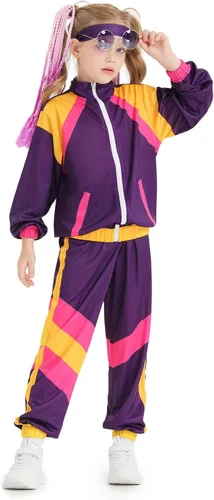 Vista 2 de Conjunto deportivo de los años 80 para niños, disfraz de hip hop, parte superior y pantalones, ropa deportiva de baile retro