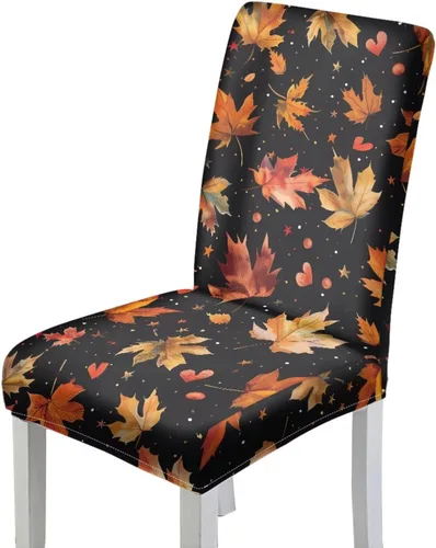 Vista 46 de Rnyleeg Juego de 1 fundas para sillas de comedor de otoño, diseño de hojas, para sala de estar, sin brazos, funda elástica para silla de cóctel
