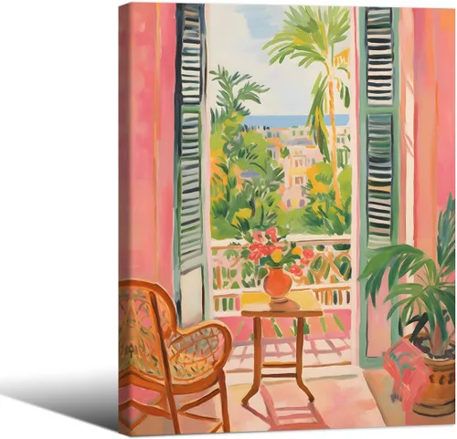 Vista 34 de Póster de pintura al óleo colorida de ventana abierta, arte de pared abstracto impresionista famoso y moderno, impresiones de lienzo estético