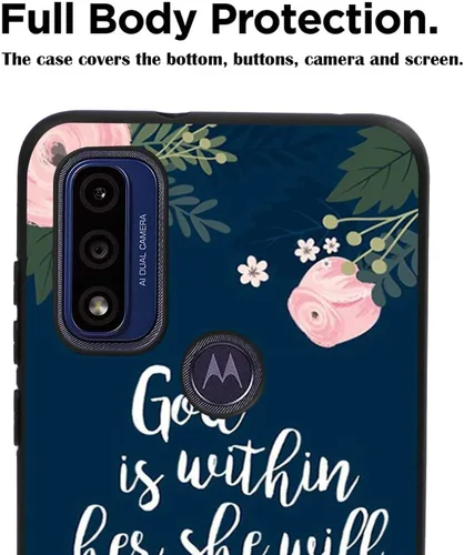 Vista 6 de Compatible con Motorola Moto G Pure - Funda con citas inspiradoras, rosa y floral, con versículos bíblicos cristianos alentadores para Moto Case