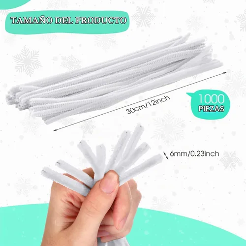 Vista 2 de Newwiee - 1000 limpiadores de tuberías a granel para manualidades Blanco