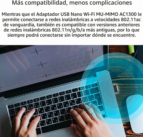 Vista 5 de D-Link Adaptador USB WiFi de doble banda AC1300 inalámbrico para Internet para PC de escritorio, portátil, juegos, MU-MIMO, compatible con Windows