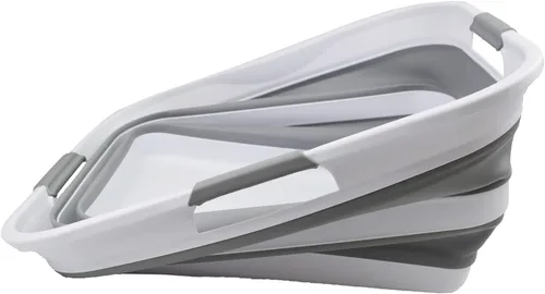 Vista 4 de SAMMART Cesta plegable de plástico para la ropa sucia de 42L (11 galones), contenedor de almacenamiento plegable y organizador, tina de lavado