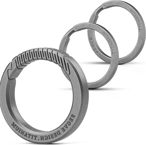 Vista 7 de FEGVE Carabiner Keychain Clip with 2 Key Rings, Titanium Quick Release Keychain Small Carabiner Clip for Keys