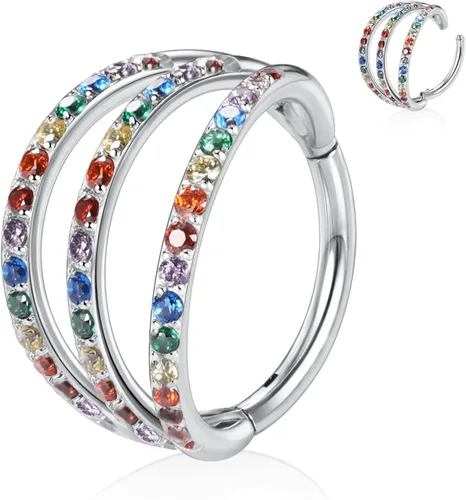 Vista 11 de Anillo Clicker de Acero Quirúrgico 316L para Tabique Nasal, Aro para Nariz, Aro Durmiente, Pendiente de Aro, Hélix, Rook, Conch, Cartílago, Daith