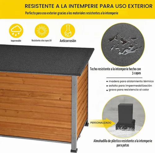 Vista 5 de Aivituvin - Casa para perros de madera para exteriores e interiores, para invierno, con patas elevadas, resistente a la intemperie, para perros