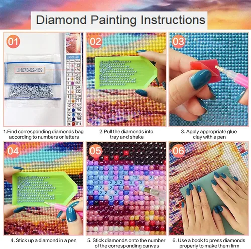 Vista 3 de AZ3008 - Kit de pintura de diamantes 5D para niñas, arte de diamantes de hada cuadrada completa, puntos de diamante para adultos, pintura por